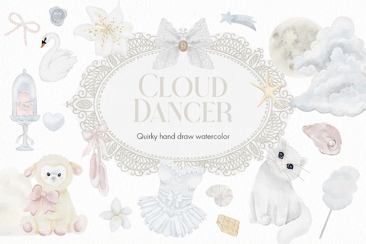 Cloud Dancer. Quirky watercolor., an Object Graphic by ma_i_vi (Photo 1 of 10)