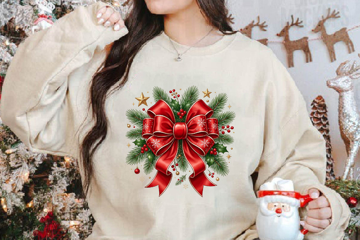 Christmas Bow Holiday Wreath PNG, a Seasonal Illustration by DreamPrint404 (Photo 2 of 6)
