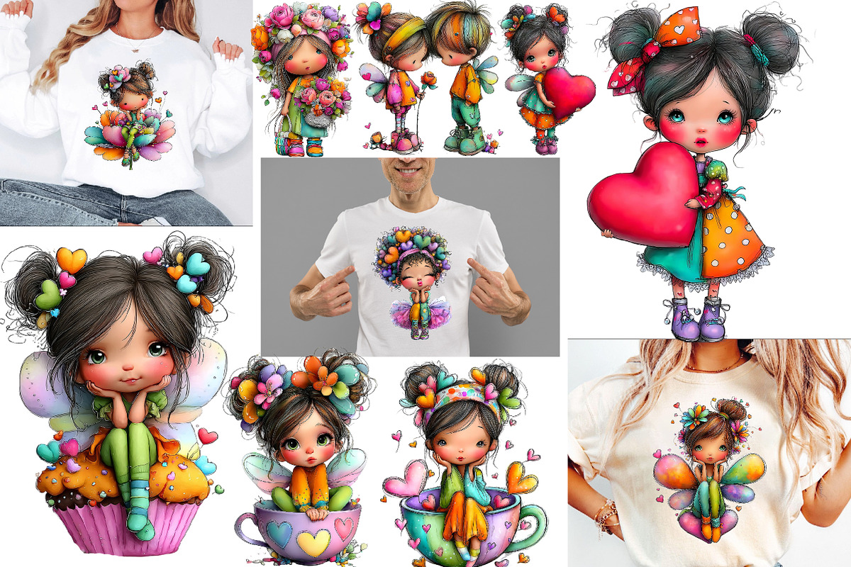 Valentine Girls Clipart, an Illustration by Designworld (Photo 2 of 6)