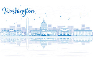 Outline Washington DC City Skyline