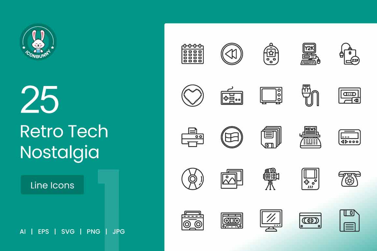 25 Retro Tech Nostalgia Icons, an Icon by IconBunny