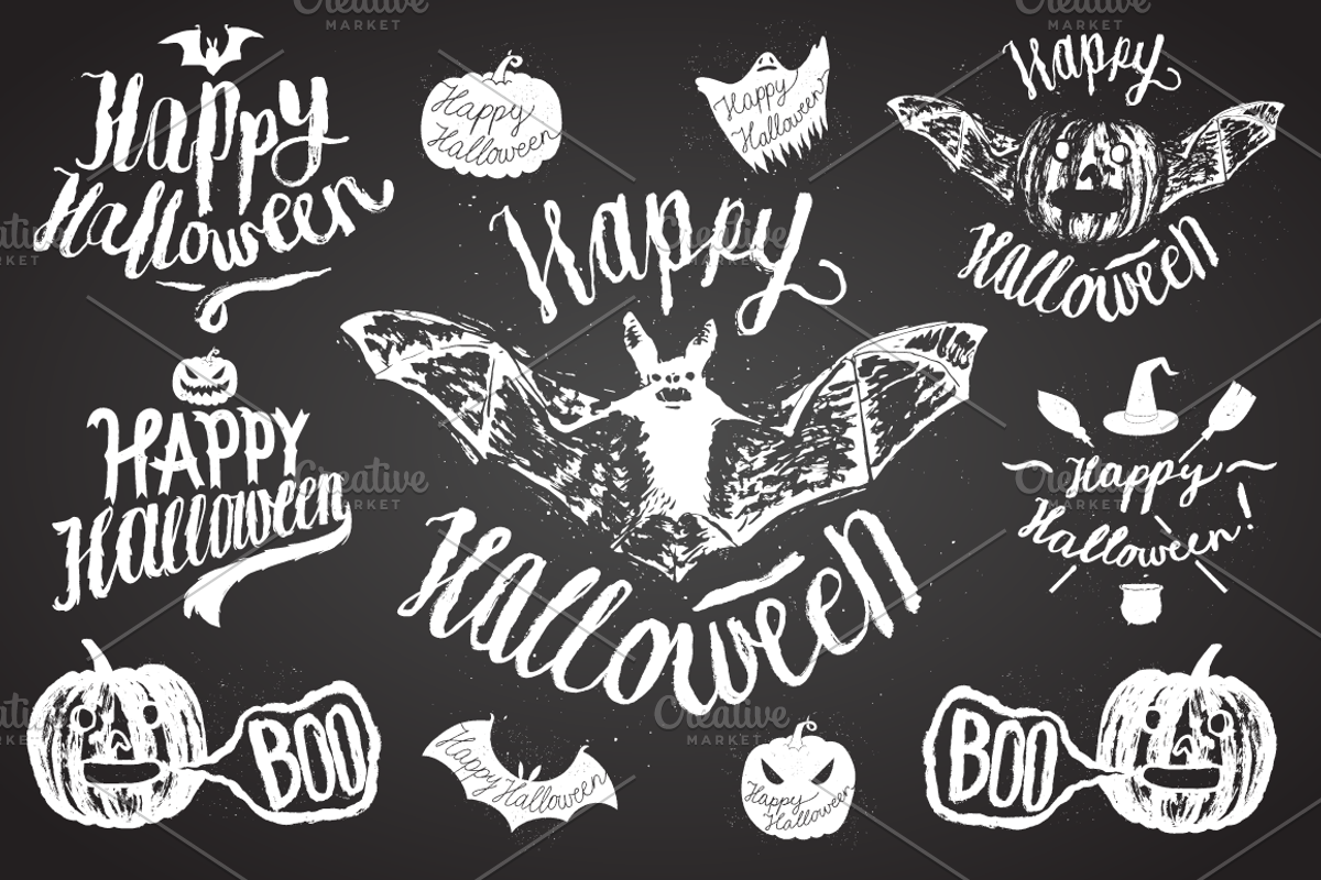 halloween spooky calligraphy set, an Object Graphic by hand draw