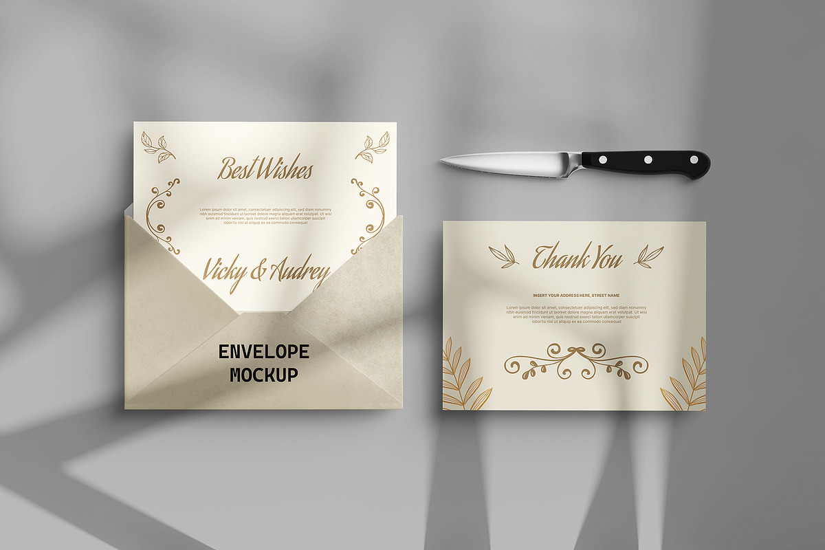 Envelope and Card Mockup 6 PSD files, a Merchandise Mockup by GraphicVil (Photo 5 of 9)