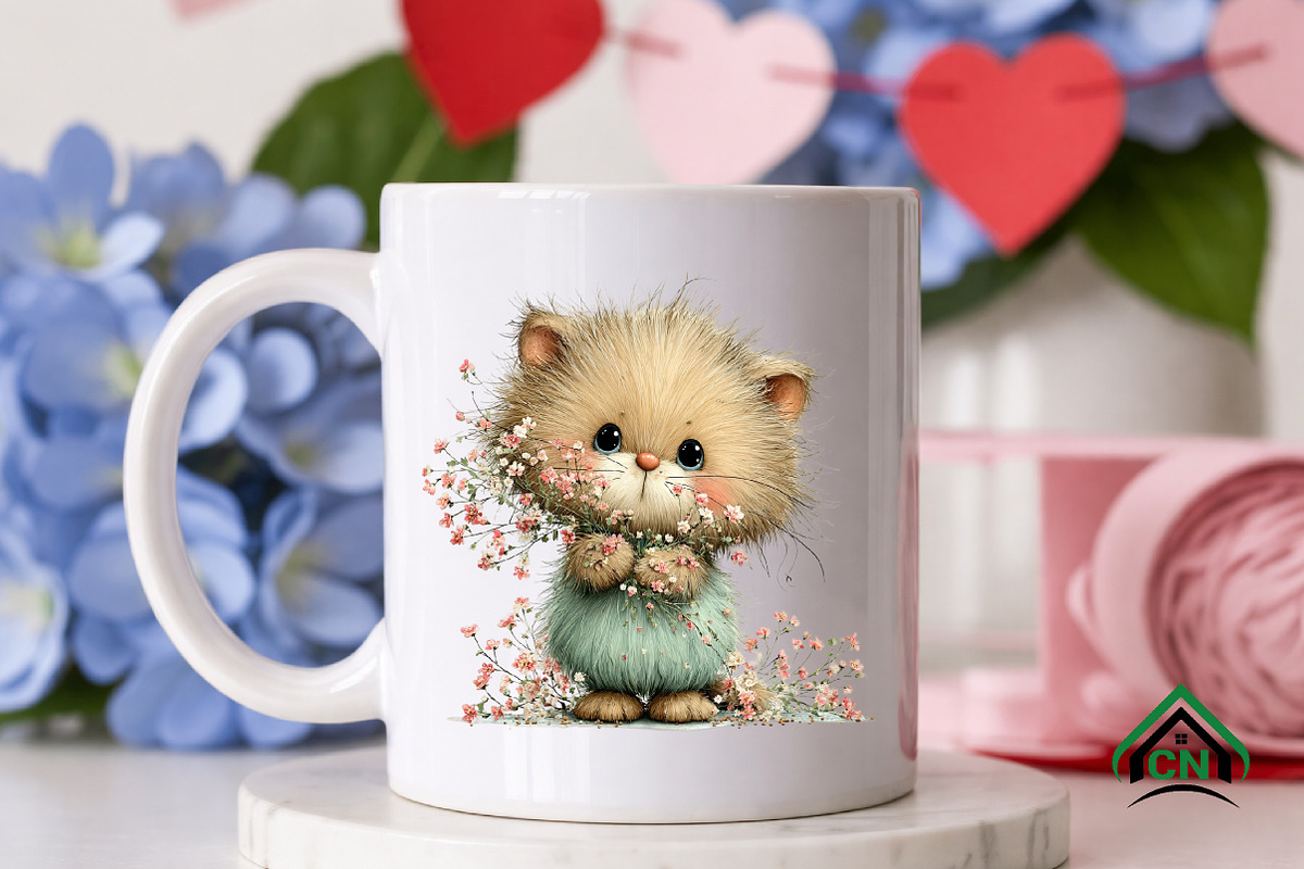 Whimsical Spring Cat Clipart Png, an Illustration by Craft Nest (Photo 7 of 12)