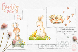 Bunny Season Watercolor Illustration