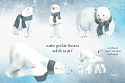 Polar Bear Christmas Watercolor set, an Animal Illustration by STUDIO CABINET (Thumbnail 2 of 7)
