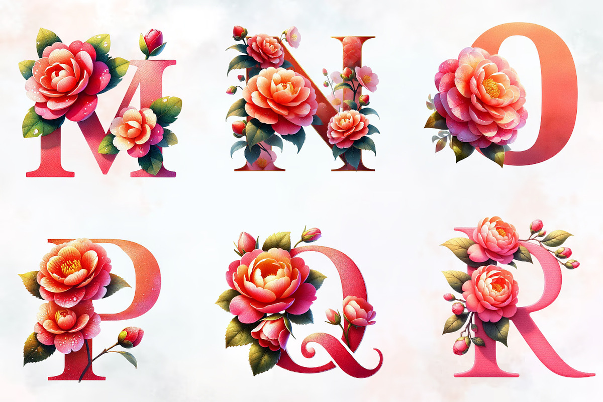 Floral Alphabet Sublimation PNG, an Illustration by RobertsArt (Photo 4 of 7)