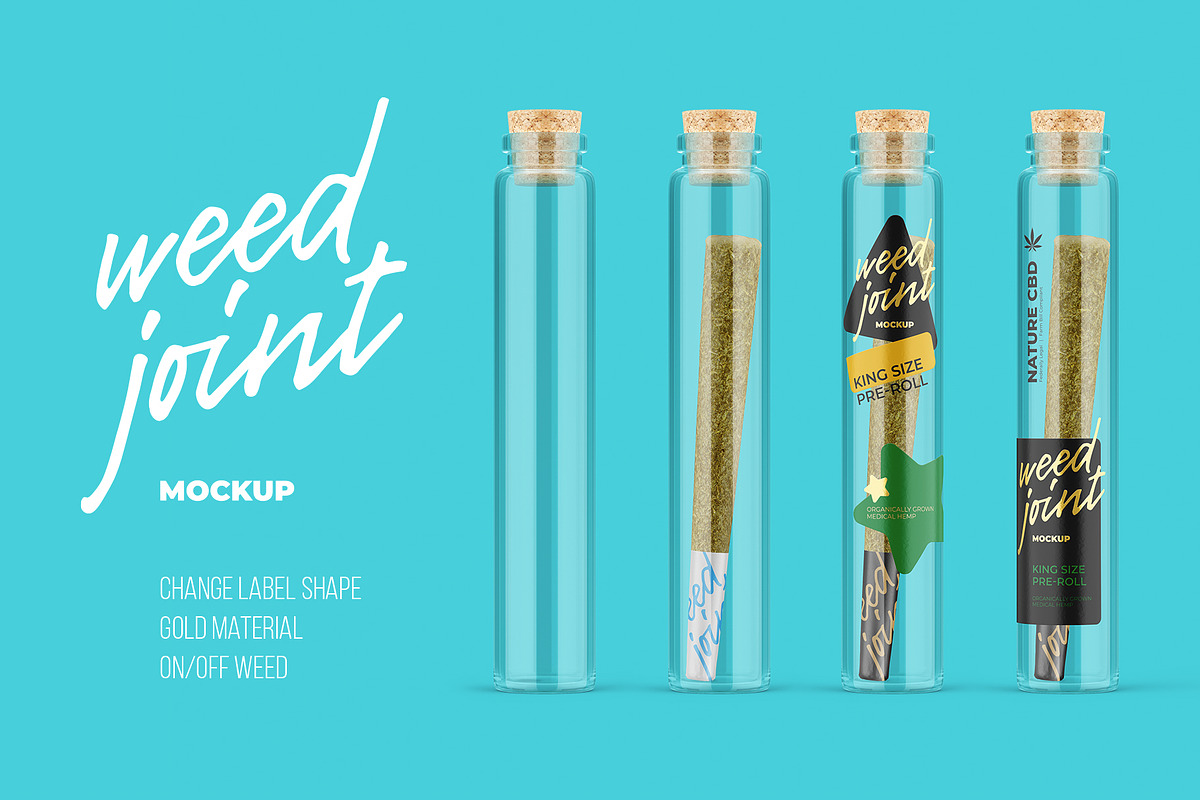 Weed Joint in Glass Tube Mockup, a Product Mockup by easymock 2 (Photo 1 of 12)