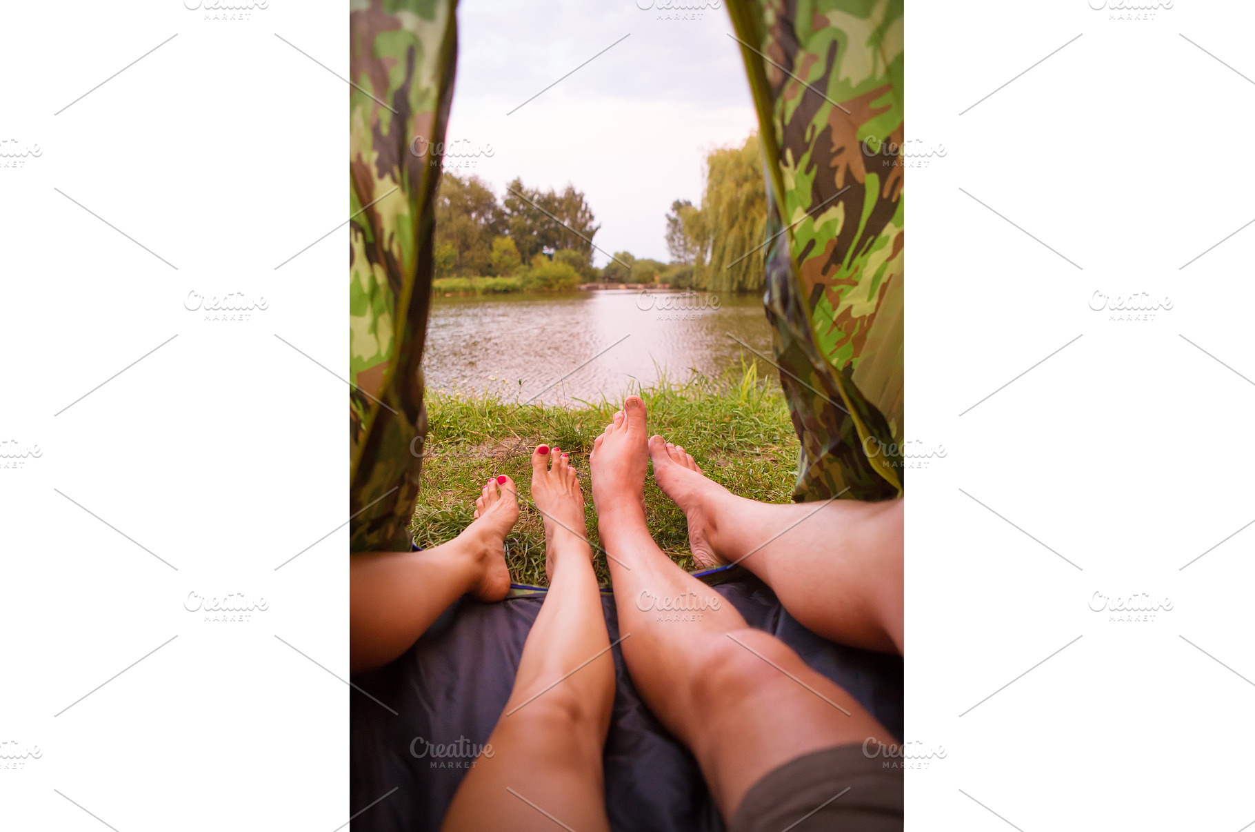 A small camping tent on the lake, a, a Nature Photo by Artsaba Family