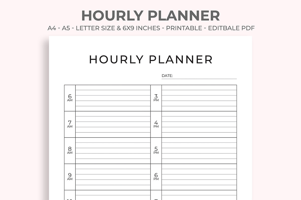 Hourly Planner, a Stationery Template by M9 Design (Photo 1 of 5)