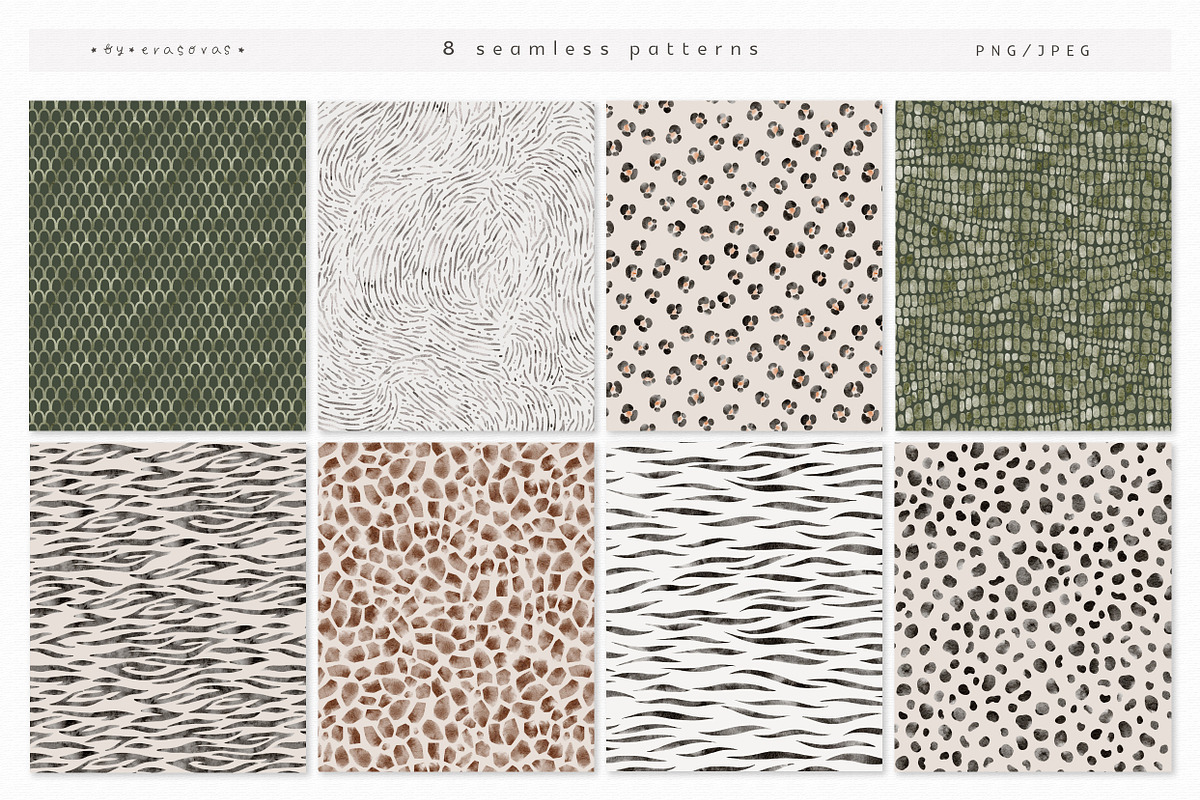 ANIMAL SKIN watercolor patterns, a Pattern Graphic by erasovas (Photo 3 of 8)