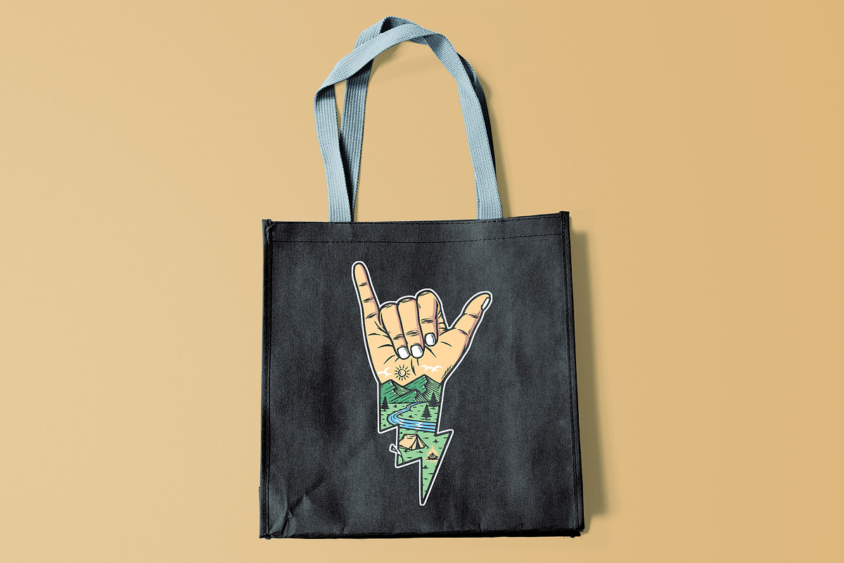 mountain view with shaka hands, an Illustration by gunaonedesign (Photo 4 of 4)