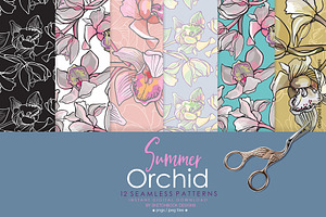 Summer Orchids Seamless Patterns