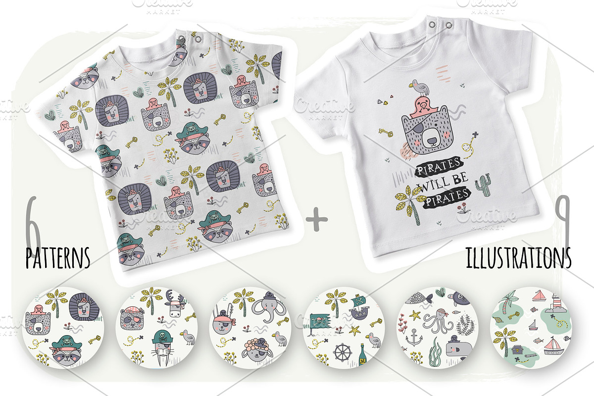 Cute pirate design, an Animal Illustration by kuchuk_design (Photo 2 of 5)