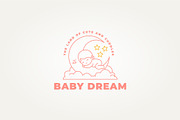 baby sleeping on crescent moon logo, a Branding & Logo Template by Blazybone (Thumbnail 1 of 2)