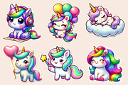 Kawaii Unicorn Stickers Clipart, an Illustration by Designworld (Thumbnail 2 of 7)