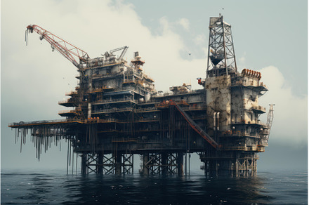Metallic Gas rig platform. Generate, an Industrial Photo by Ylivdesign