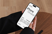 iPhone 16 Pro in Hands Mockup PSD, an iPhone Mockup by Feel This (Thumbnail 1 of 3)