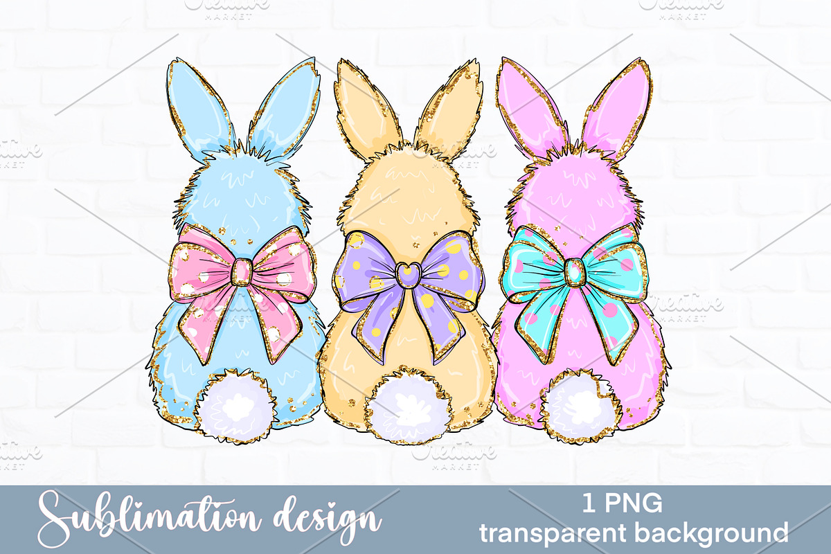 Easter rabbits PNG clipart, a Seasonal Illustration by LoLoArt (Photo 1 of 3)