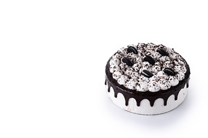 Chocolate and Cream Cake with Cookies on White Background, a Food & Drink Photo by etorres69