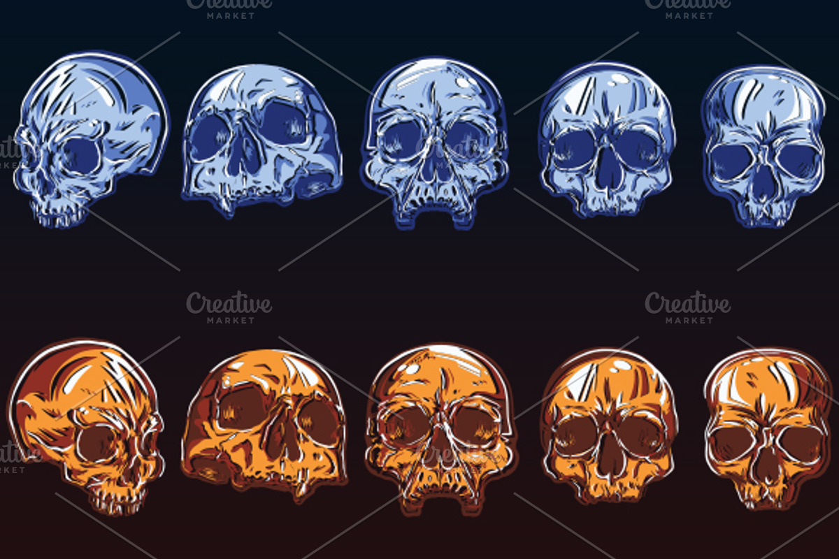 Skulls Vector Set, an Illustration by BusOne (Photo 3 of 4)