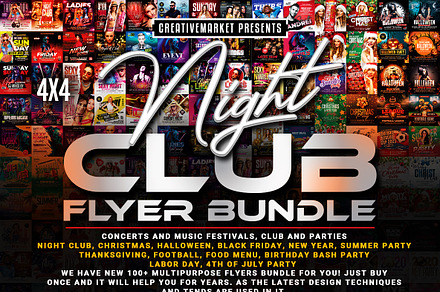 100 Night Club Flyer Bundle, a Flyer Template by AfzaalGraphics