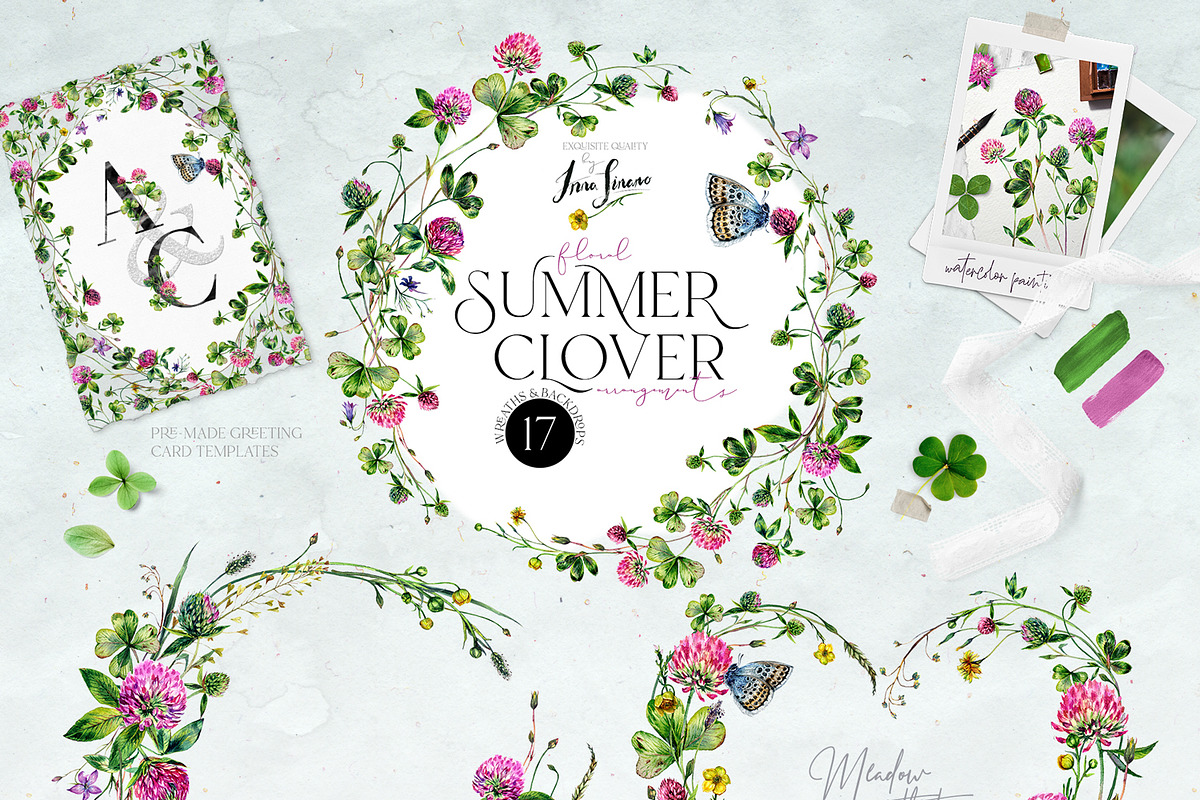 SUMMER CLOVER Watercolor Wildflowers, an Illustration by Inna Sinano (Photo 3 of 17)