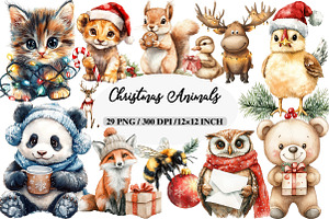 Christmas Animals Clipart, an Illustration by Daily.Designs
