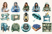 Book Lover Watercolor Clipart Collec, an Illustration by Libby Wishes (Thumbnail 2 of 7)