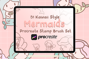 Procreate Stamp Brushes - Mermaids