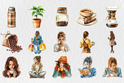 Coffee Lover Watercolor Clipart, a Seasonal Illustration by Rose Art (Thumbnail 2 of 4)