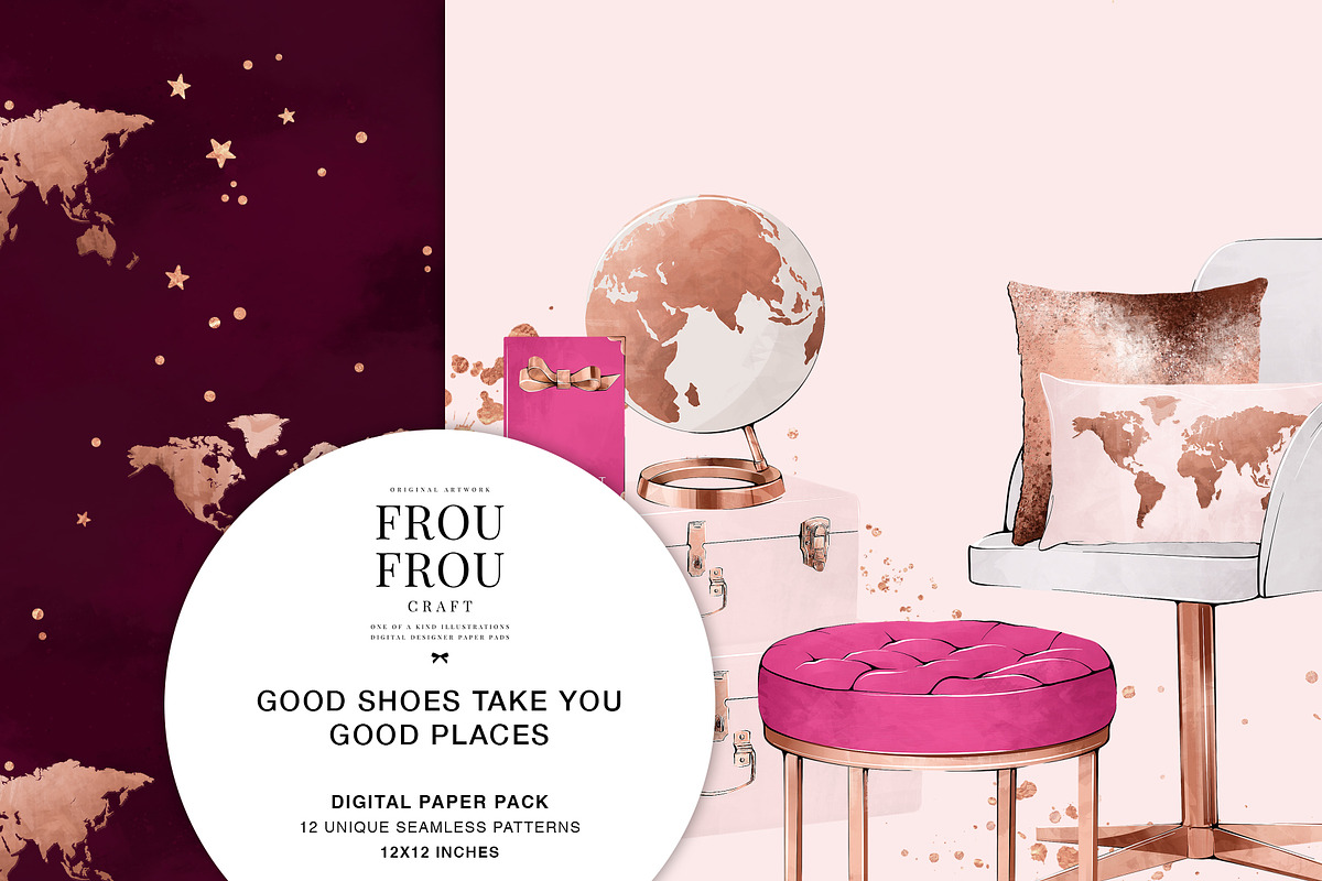 Pink Rose Gold Travel Paper Pack, a Background Graphic by Frou Fou Craft (Photo 2 of 7)