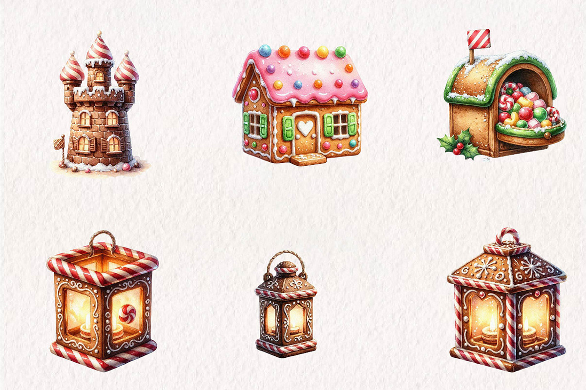Gingerbread Land Watercolor, a Seasonal Illustration by CreationArt (Photo 2 of 7)