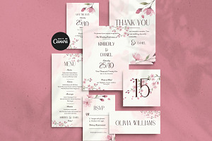 Pink Floral Wedding Invitation Suite, an Invitation Template by Arslan
