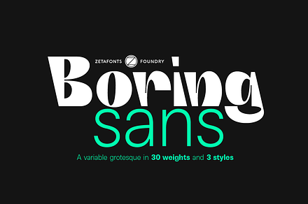Boring Sans 30 fonts, a Sans Serif Font by Zetafonts