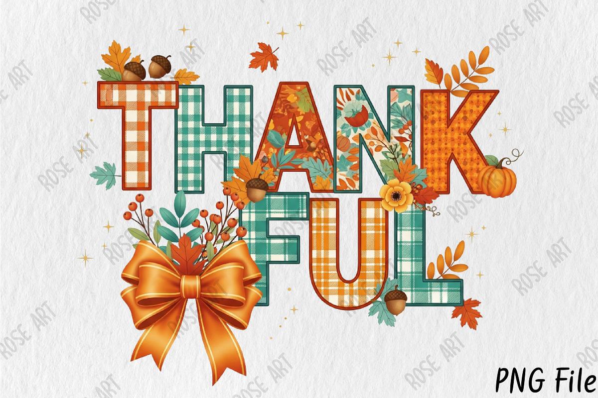 Thankful PNG Fall Sublimation Design, a Seasonal Illustration by Rose Art (Photo 1 of 4)