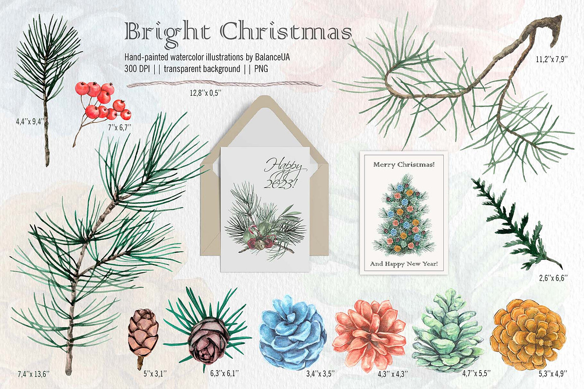 Christmas Watercolor Illustrations, a Decorative Illustration by BalanceUA (Photo 7 of 18)