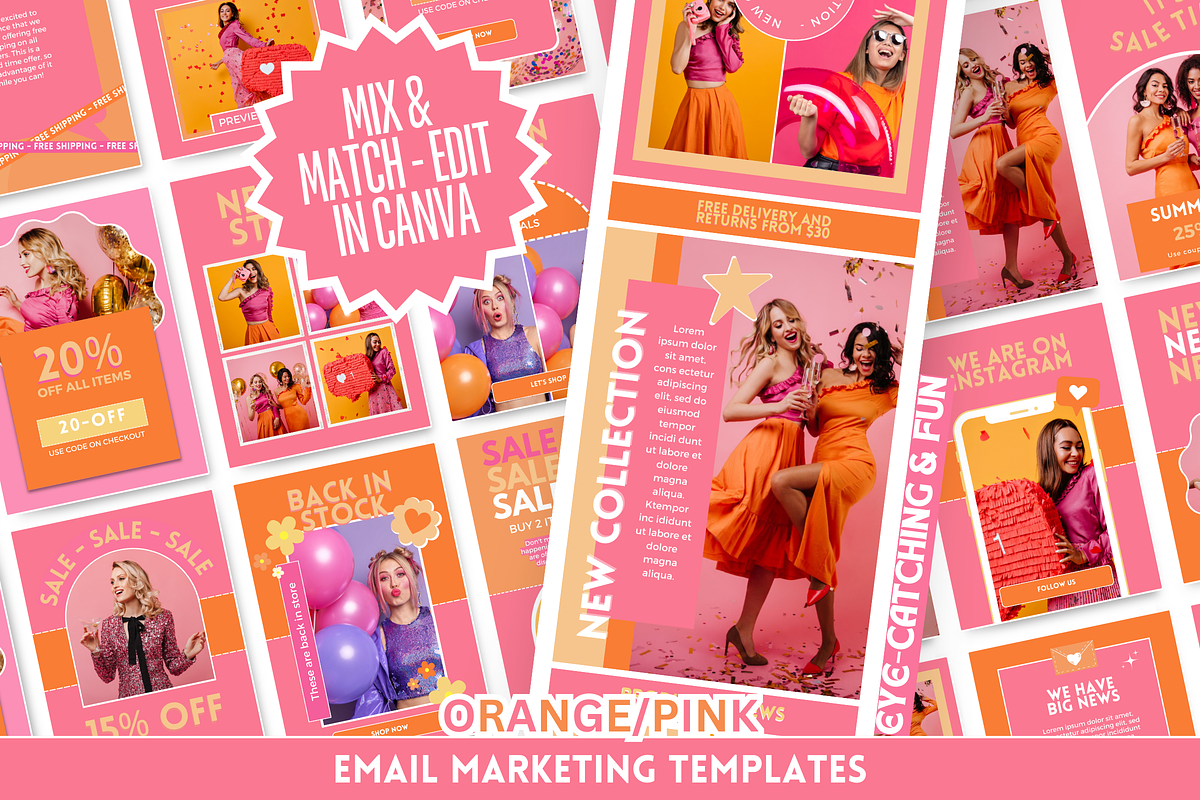 Orange Pink Email Templates, an Email Template by SunshineStudioBoutique (Photo 1 of 10)