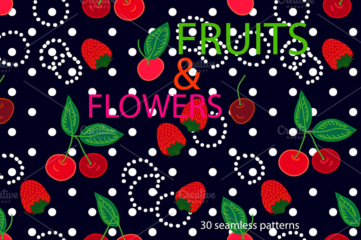 Fruits and Frowers Patterns' Set, a Pattern Graphic by Svetlana Kononova (Photo 4 of 4)