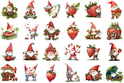 Watercolor Strawberry Gnomes Clipart, an Illustration by Sublimation Artist (Thumbnail 2 of 6)