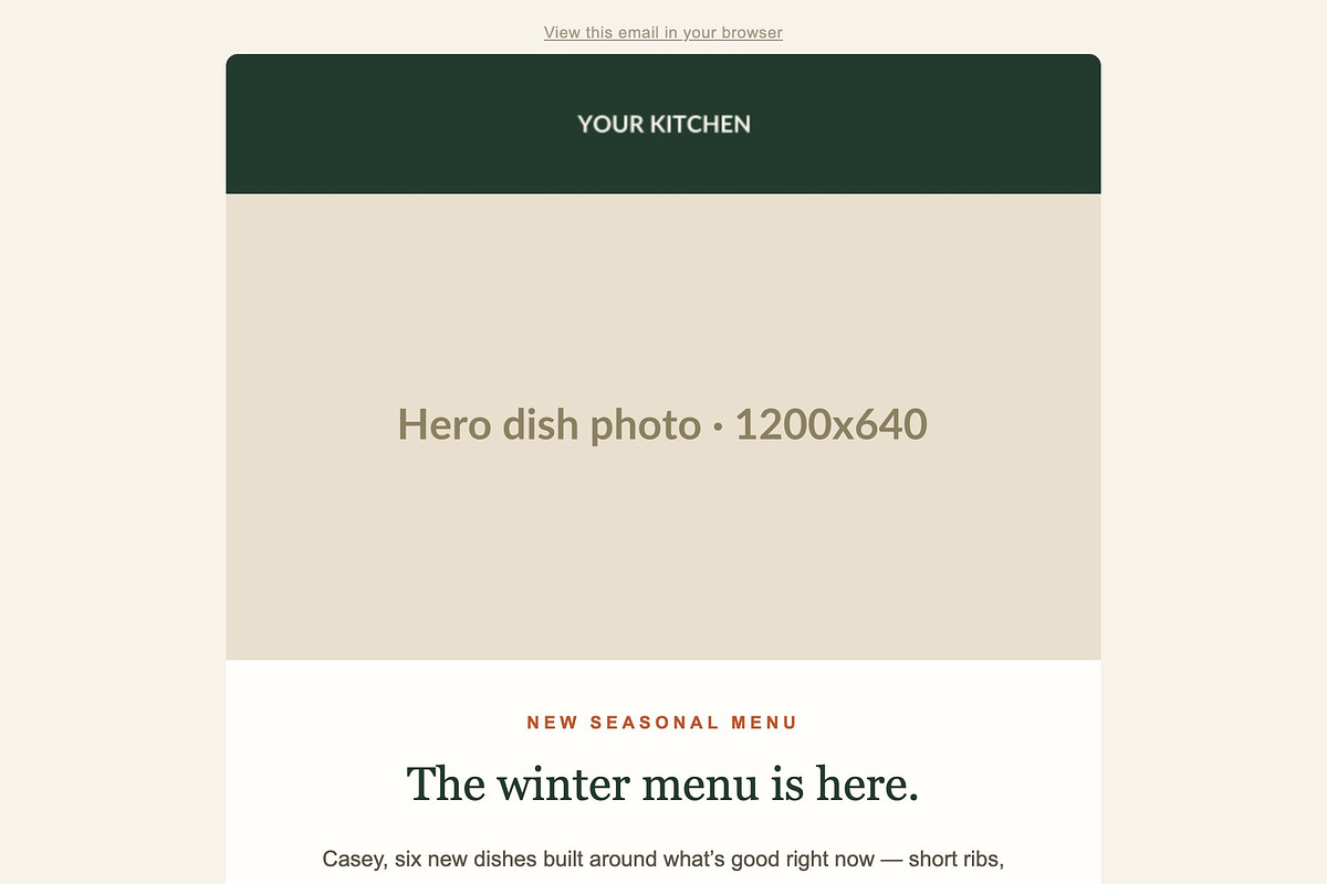 Restaurant Email Template Kit, an Email Template by Art Club (Photo 2 of 5)