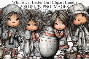 Whimsical Easter Girl Clipart Bundle, an Illustration by Canvas Craft