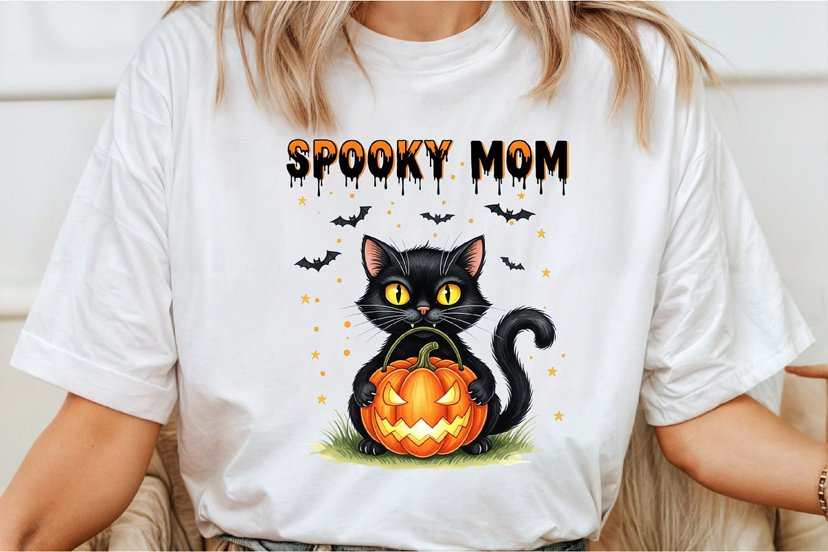 Spooky Mom Cat Halloween Mom Png, an Illustration by DreamCafeArt (Photo 2 of 6)