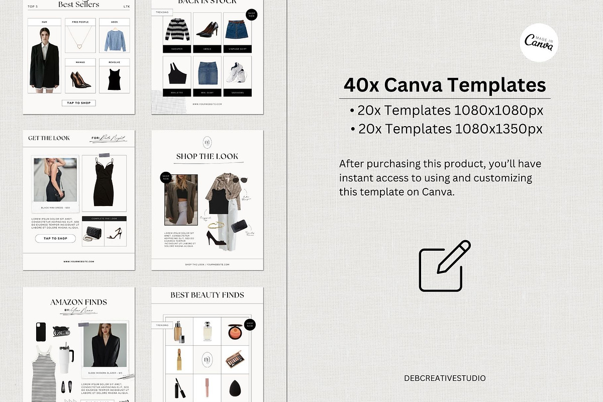 Fashion Blogger LTK Canva Template, a Social Media Template by Deb Creative Studio (Photo 2 of 10)