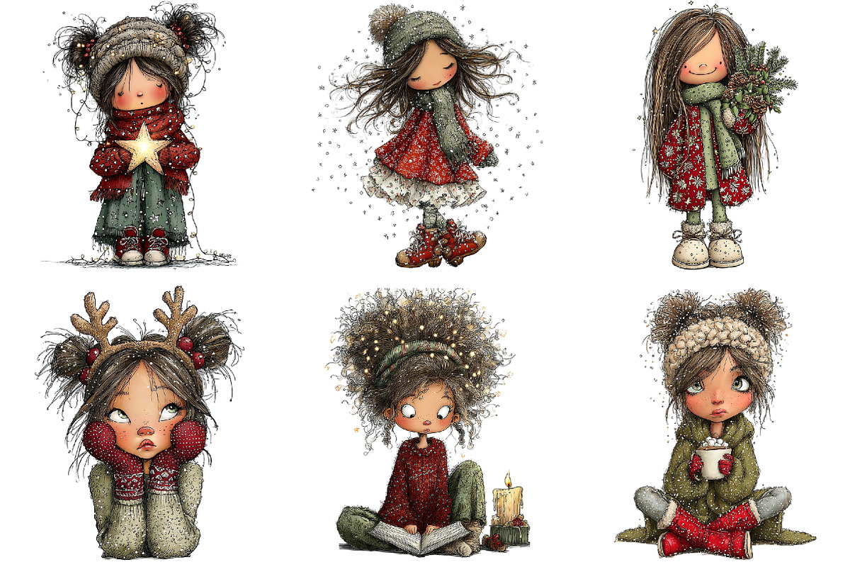 Whimsical Christmas Girl Winter, a Seasonal Illustration by Black Bird Studio (Photo 5 of 7)