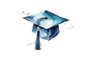 Watercolor Graduate Flower Clipart B