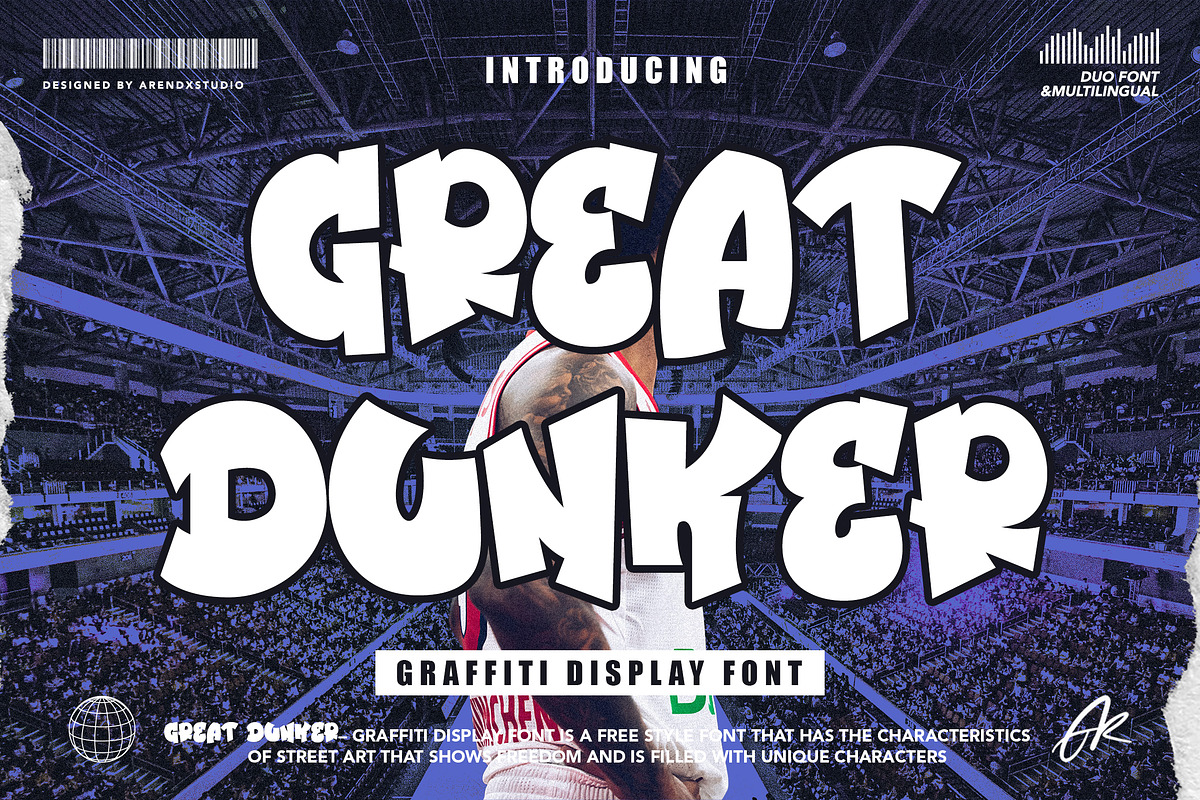Great Dunker Graffiti Font, a Font by Arendxstudio (Photo 1 of 9)