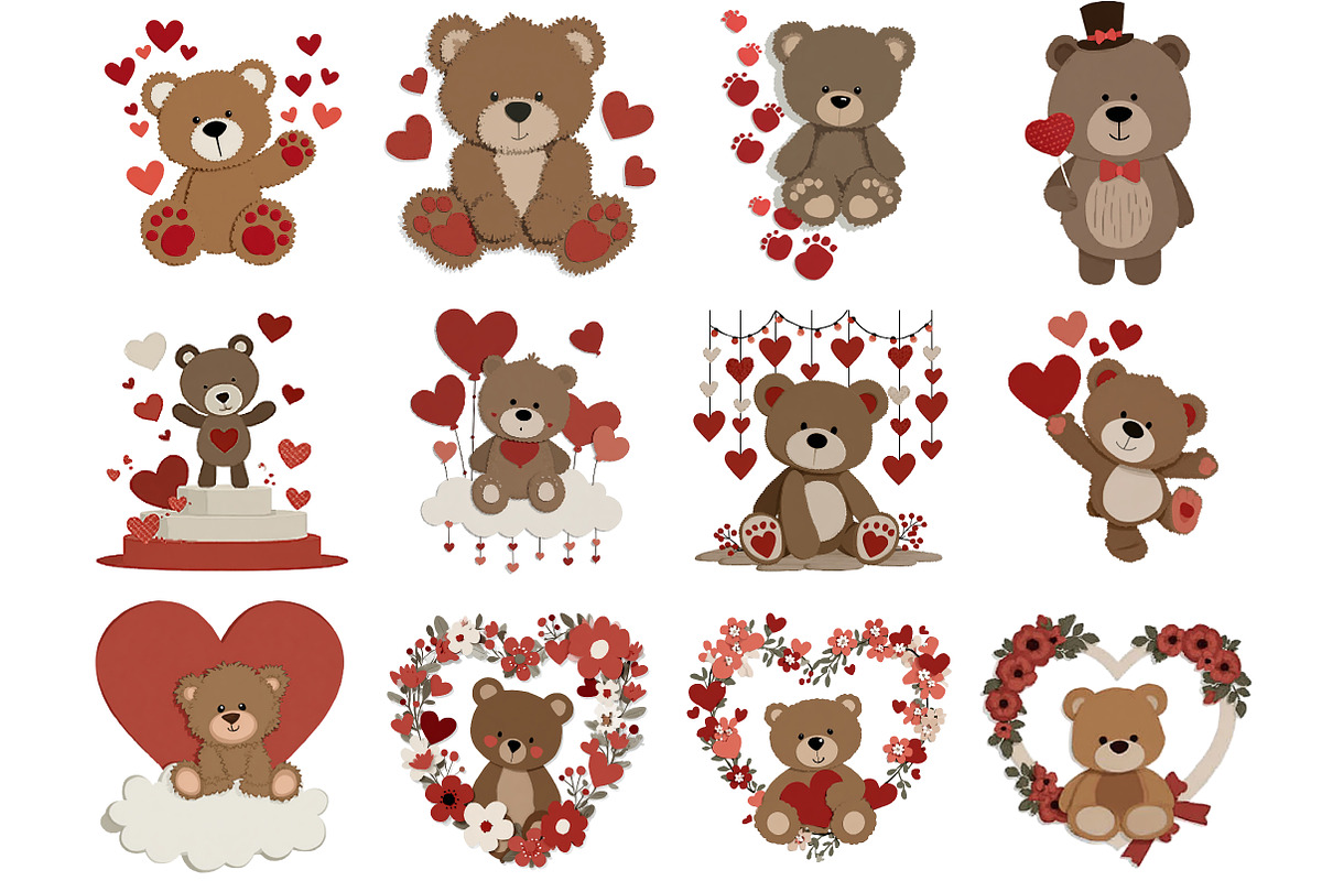 Teddy Bear Love Clipart, an Illustration by DreamArtGraphic (Photo 2 of 4)