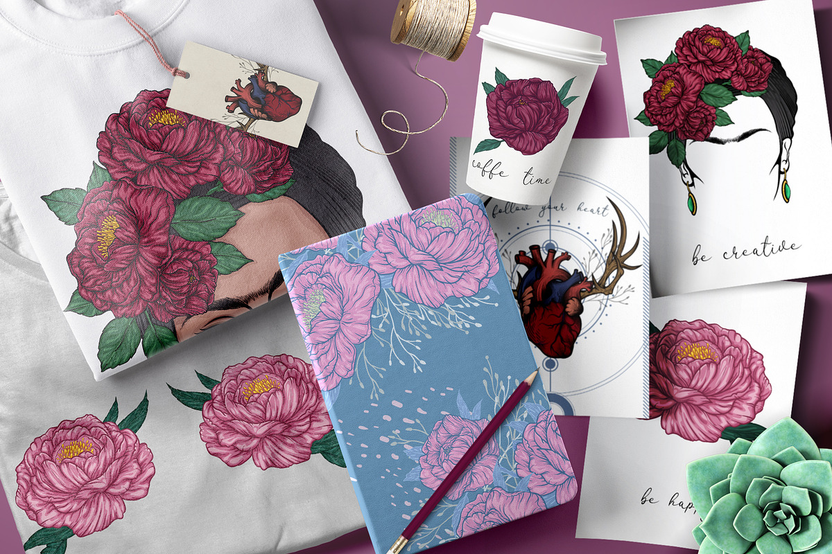 Boho Floral romantic prints, an Illustration by VioSilent (Photo 1 of 5)