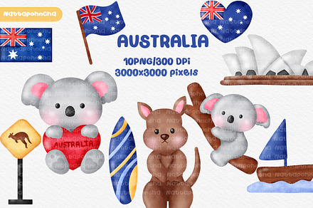 set of Australia travel elements